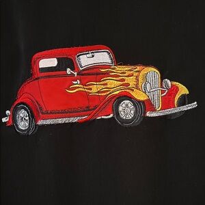 Dragonfly Clothing Co. Shirt Mens XL Black Hot Rod Button Up Camp Bowling 80s